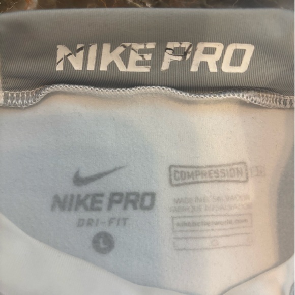 Nike Pro Gray and White Long Sleeve Compression Performance Top - Picture 3 of 6